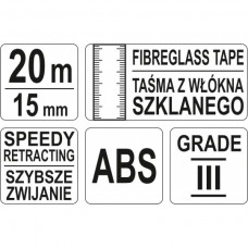 YATO Ruleta cu banda din fibra de sticla 20m x 15m..